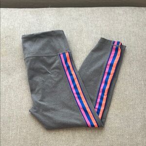 Gray Leggings with Colorful Stripes